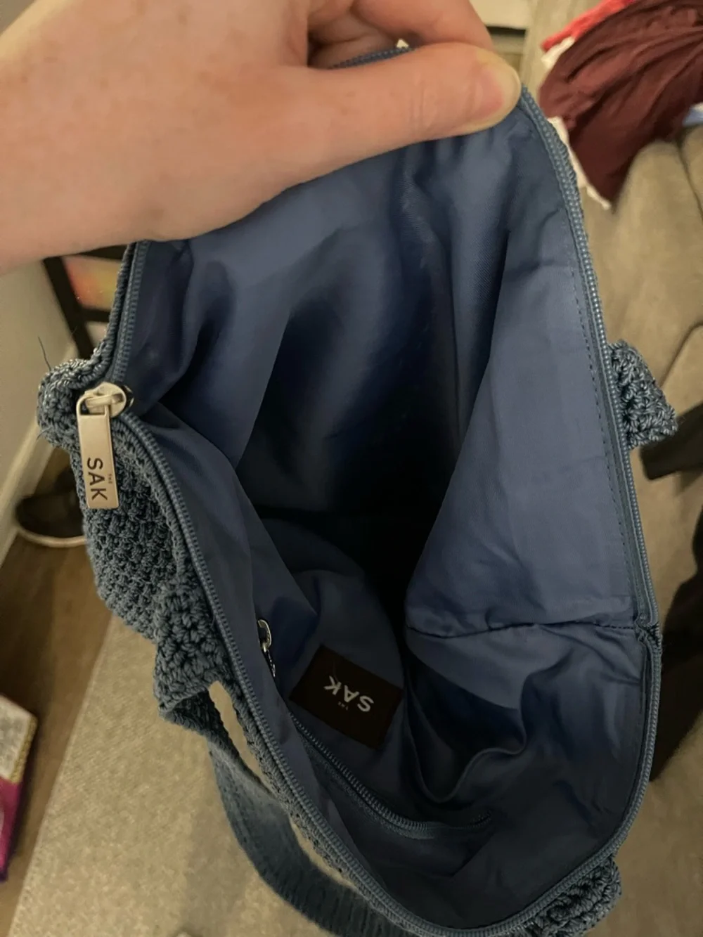 The Sak Blue Crochet Shoulder Bag